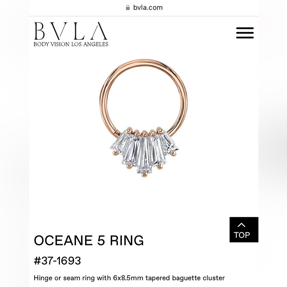 BVLA Oceane 5 Ring 14k Solid Yellow Gold Daith Septum
